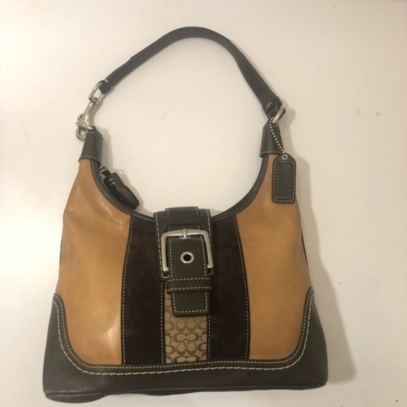 Coach vintage y2k f11344 brown tan multi textured soho hamptons hobo bag - Picture 2 of 15